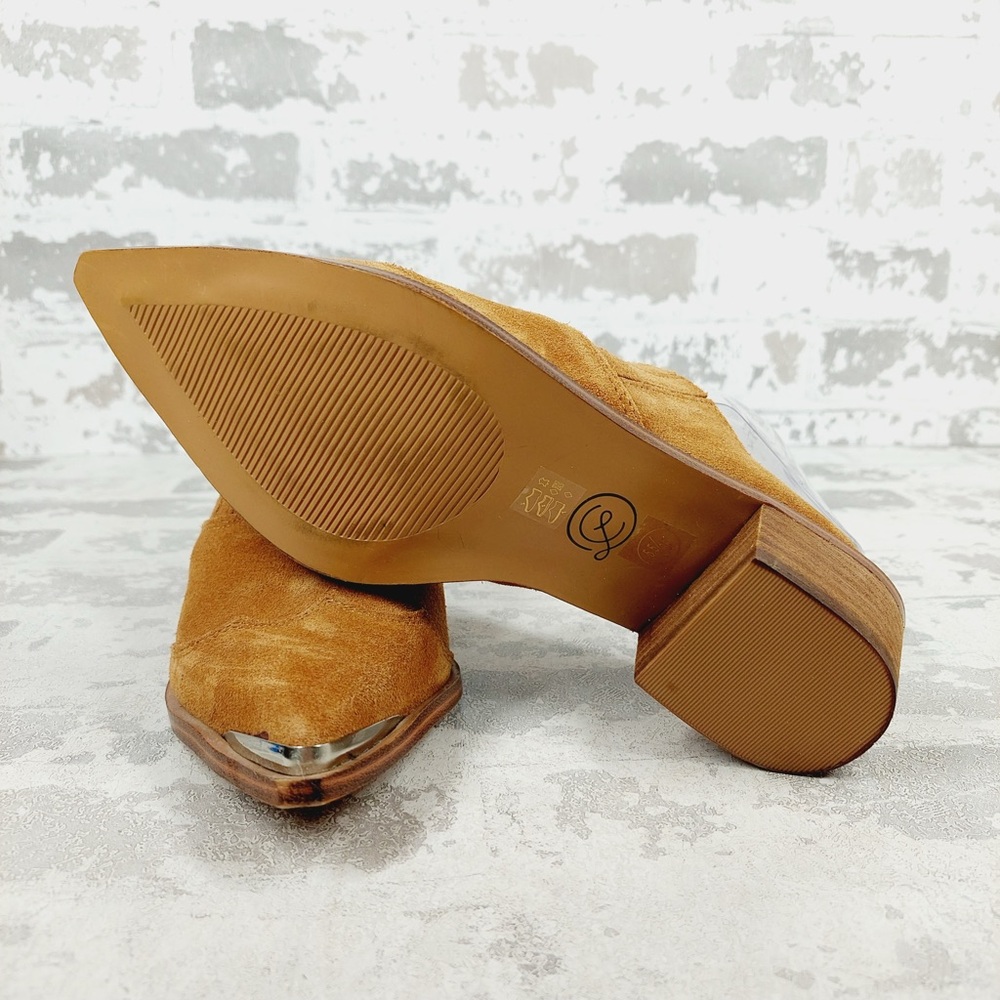 NEW Chinese Laundry Los Angeles Tan Brown Leather Western Mules V69 - Picture 8 of 12